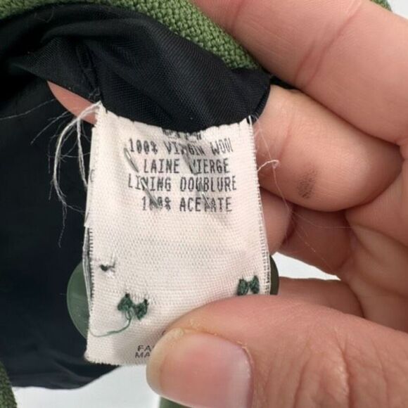 Zenobia 100% Virgin Wool Green Textured Pintuck Blazer Pear Green Size 8 - Picture 9 of 11